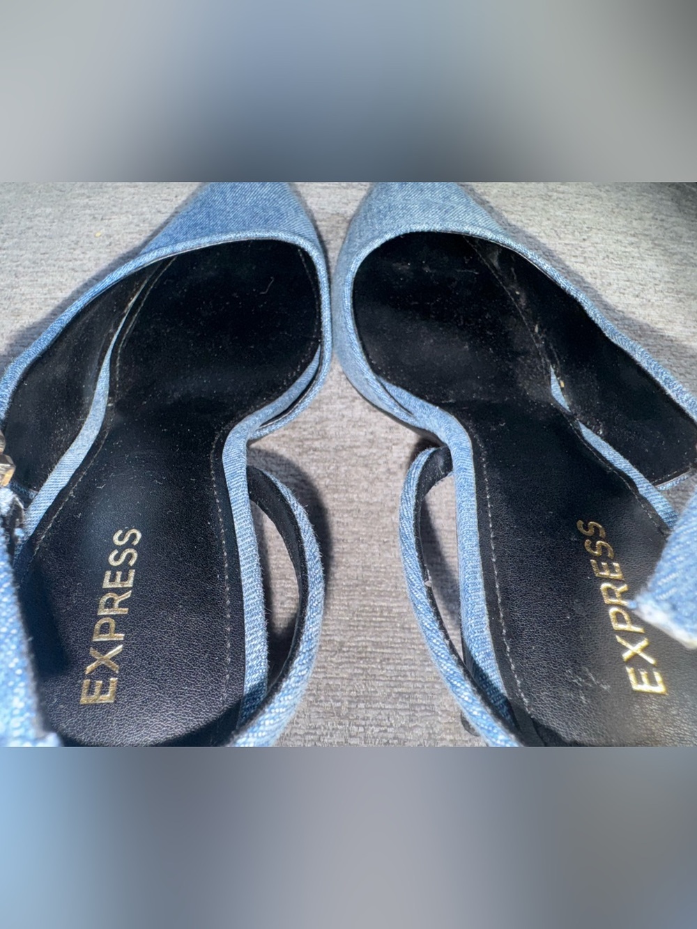 Express Denim 2” Slingback Pumps with Gold Heel - Picture 4 of 11